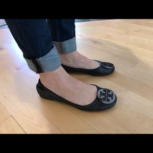 Tory Burch Black Sparkly Flats